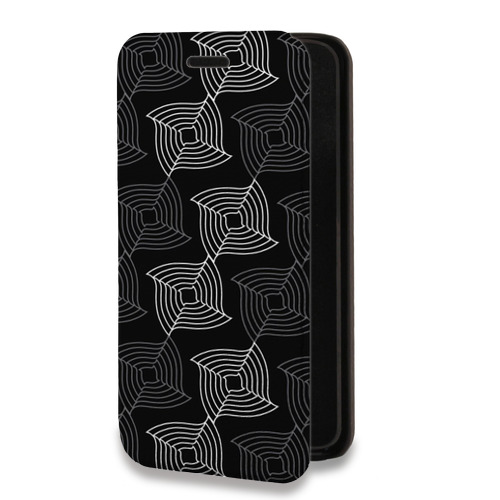 Дизайнерский горизонтальный чехол-книжка для Samsung Galaxy S21 Геометрические вихри