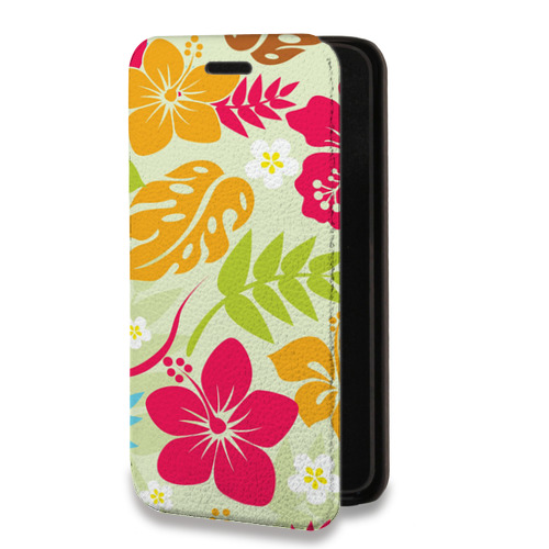 Дизайнерский горизонтальный чехол-книжка для Iphone 14 Pro Max Гавайские Шаблоны