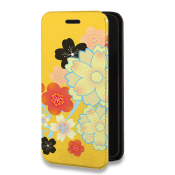 Дизайнерский горизонтальный чехол-книжка для Huawei Honor 30S Цветы кимоно (на заказ)