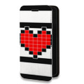 Дизайнерский горизонтальный чехол-книжка для Xiaomi RedMi Note 8 Пиксельные сердца