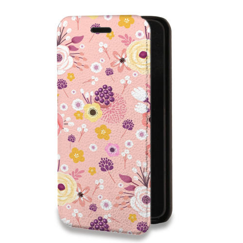 Дизайнерский горизонтальный чехол-книжка для Iphone 14 Pro Max Причудливые цветы