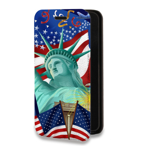 Дизайнерский горизонтальный чехол-книжка для Iphone 7 Флаг США