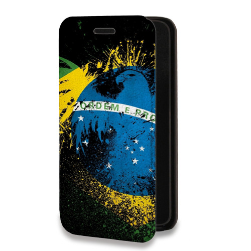 Дизайнерский горизонтальный чехол-книжка для Nokia X10 Флаг Бразилии