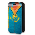 Дизайнерский горизонтальный чехол-книжка для Iphone 14 Флаг Казахстана