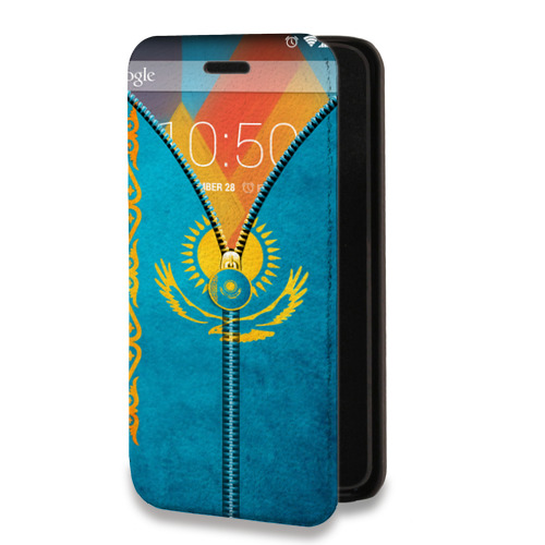 Дизайнерский горизонтальный чехол-книжка для Huawei Honor Note 8 Флаг Казахстана