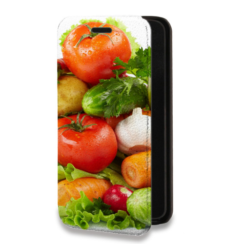 Дизайнерский горизонтальный чехол-книжка для Iphone 14 Plus Овощи