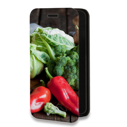 Дизайнерский горизонтальный чехол-книжка для Xiaomi RedMi Note 10 Овощи