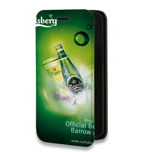 Дизайнерский горизонтальный чехол-книжка для Samsung Galaxy A12 Carlsberg