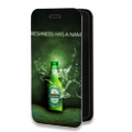 Дизайнерский горизонтальный чехол-книжка для Iphone 14 Pro Heineken