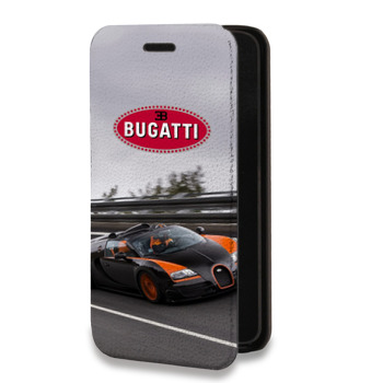 Дизайнерский горизонтальный чехол-книжка для Huawei P20 Bugatti (на заказ)