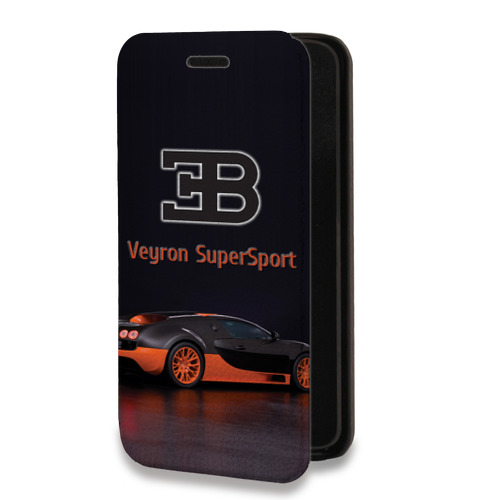 Дизайнерский горизонтальный чехол-книжка для Iphone 14 Bugatti