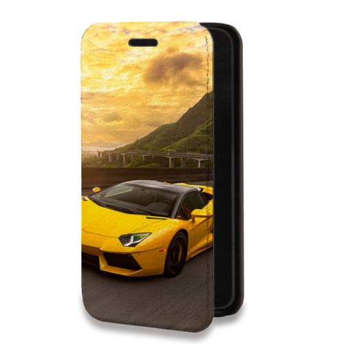 Дизайнерский горизонтальный чехол-книжка для Iphone 14 Pro Lamborghini