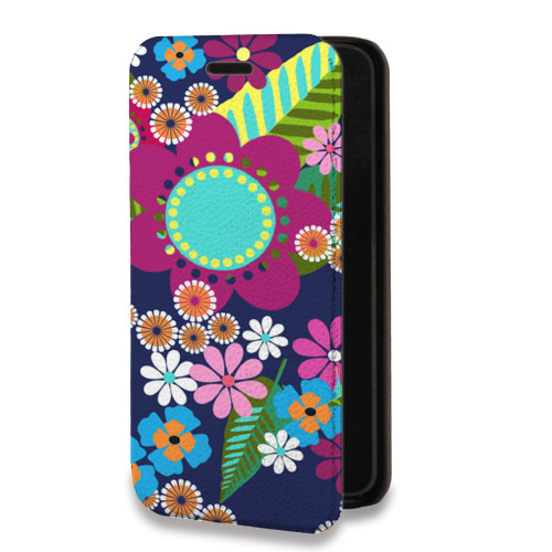 Дизайнерский горизонтальный чехол-книжка для Iphone 7 Цветочные паттерны