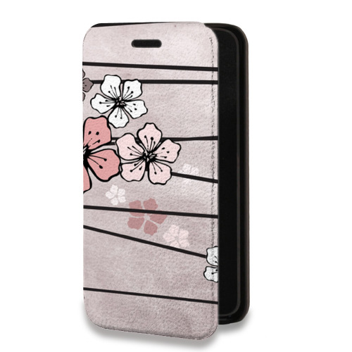 Дизайнерский горизонтальный чехол-книжка для Huawei Honor Note 8 Японские розовые мотивы
