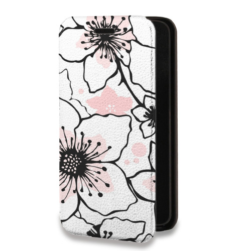 Дизайнерский горизонтальный чехол-книжка для Iphone 6/6s Японские розовые мотивы