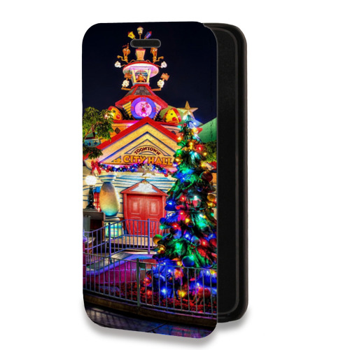 Дизайнерский горизонтальный чехол-книжка для Huawei Nova Lite (2017) Новогодняя елка