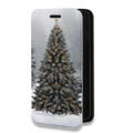 Дизайнерский горизонтальный чехол-книжка для Iphone 13 Mini Новогодняя елка