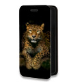 Дизайнерский горизонтальный чехол-книжка для Samsung Galaxy M31 Леопард