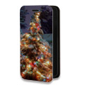 Дизайнерский горизонтальный чехол-книжка для Iphone 7 Новогодняя елка