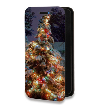 Дизайнерский горизонтальный чехол-книжка для Huawei P20 Новогодняя елка (на заказ)