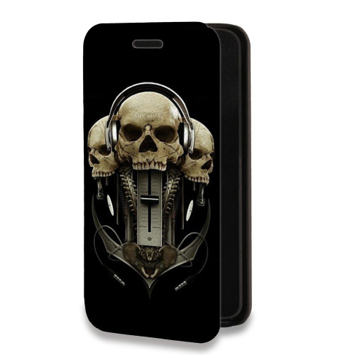 Дизайнерский горизонтальный чехол-книжка для Iphone 14 Plus Мир черепов