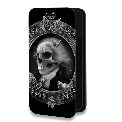 Дизайнерский горизонтальный чехол-книжка для Iphone 13 Pro Арт черепа