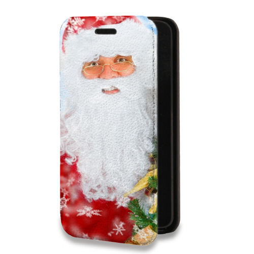 Дизайнерский горизонтальный чехол-книжка для Iphone Xr Дед мороз и Санта