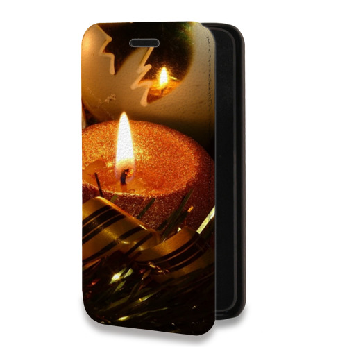 Дизайнерский горизонтальный чехол-книжка для Iphone 13 Mini Новогодние свечки