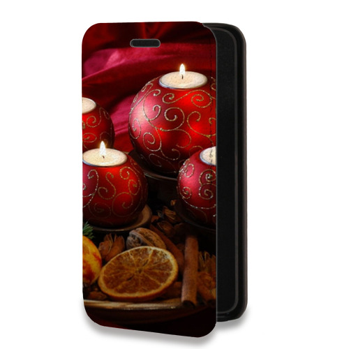 Дизайнерский горизонтальный чехол-книжка для Nokia 7 Новогодние свечки