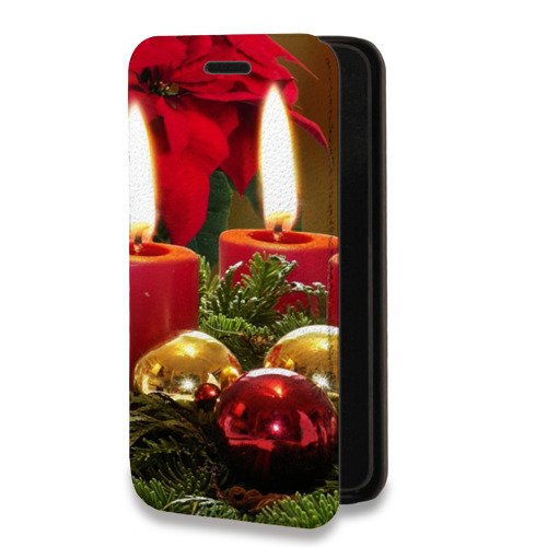 Дизайнерский горизонтальный чехол-книжка для Nokia 3.4 Новогодние свечки