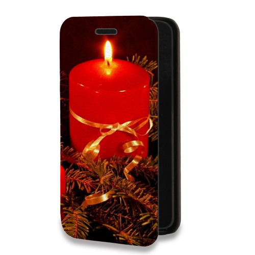 Дизайнерский горизонтальный чехол-книжка для Iphone 13 Mini Новогодние свечки