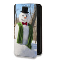 Дизайнерский горизонтальный чехол-книжка для Iphone 13 Mini Снеговики
