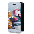 Дизайнерский горизонтальный чехол-книжка для Iphone 12 Pro Снеговики