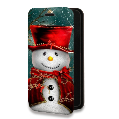 Дизайнерский горизонтальный чехол-книжка для Huawei Y6p Снеговики