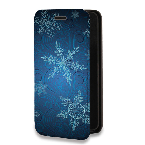 Дизайнерский горизонтальный чехол-книжка для Iphone 7 Снежинки