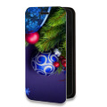 Дизайнерский горизонтальный чехол-книжка для Samsung Galaxy A32 Новогодняя хвоя
