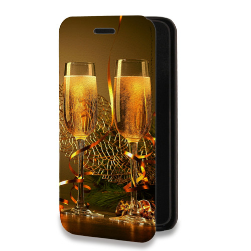 Дизайнерский горизонтальный чехол-книжка для Iphone 7 Новогодние бокалы