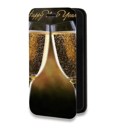 Дизайнерский горизонтальный чехол-книжка для Iphone 12 Pro Новогодние бокалы