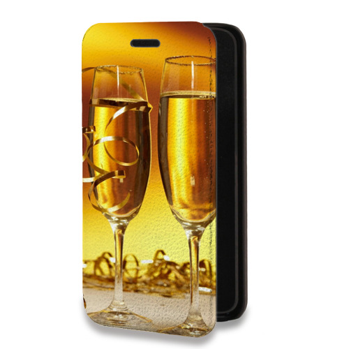 Дизайнерский горизонтальный чехол-книжка для Iphone 7 Новогодние бокалы