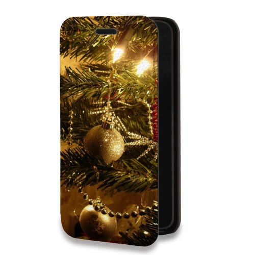 Дизайнерский горизонтальный чехол-книжка для Iphone 7 Новогодние шары