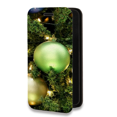 Дизайнерский горизонтальный чехол-книжка для Realme C11 (2021) Новогодние шары