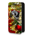 Дизайнерский горизонтальный чехол-книжка для Iphone 7 Новогодние шары