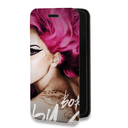 Дизайнерский горизонтальный чехол-книжка для Iphone 7 Леди Гага