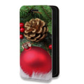 Дизайнерский горизонтальный чехол-книжка для Nokia 7 Новогодние шары
