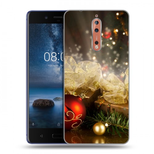 Дизайнерский пластиковый чехол для Nokia 8 Новогодние шары