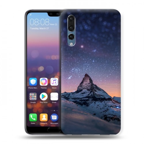 Дизайнерский силиконовый с усиленными углами чехол для Huawei P20 Pro Горы