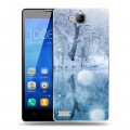 Дизайнерский пластиковый чехол для Huawei Honor 3c Зима