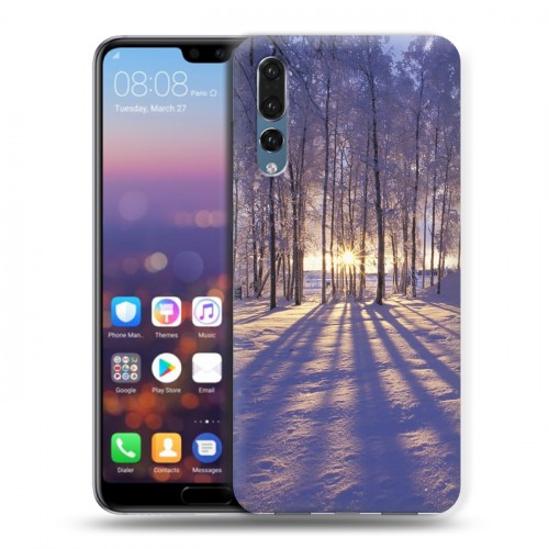 Дизайнерский силиконовый с усиленными углами чехол для Huawei P20 Pro Зима