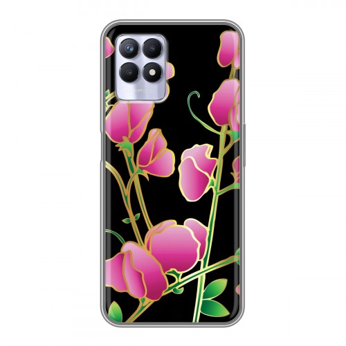 Дизайнерский силиконовый с усиленными углами чехол для Realme 8i Люксовые цветы