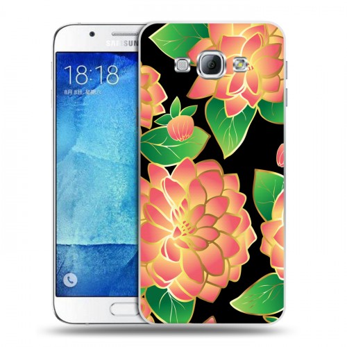 Дизайнерский пластиковый чехол для Samsung Galaxy A8 Люксовые цветы